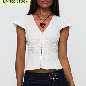 Princess Polly White Cap Sleeve Ruched Blouse